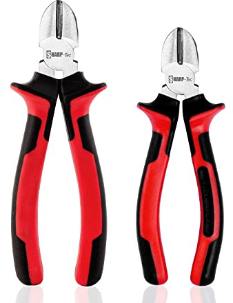 Sharp-tec 2Pcs Wire Cutters Set, 160mm&200mm Diagonal Cutting Pliers with Anti-Slip Handle, Professional Side Cutters for DIY, Household, Workshop