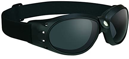 Bikershades Motorcycle Day Riding Safety Goggles Foam Padded Smoke Lens Men Women Large Coverage with Large Microfiber Case