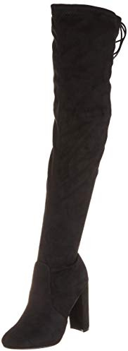 Femmes Talon Bloc Etendue Longue Au-Dessus Du Genou Equitation Coupe Large Haute Bottes - Noir - UK5/EU38 - KL0074