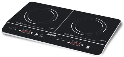 Zephir, Doppia Piastra a Induzione Portatile Potenza Max 2800W, 10 Livelli di Temperatura e di Potenza, Piastre in Vetro Temperato per Pentole Diametro 12-26 cm, Timer 180 Minuti (Doppia)