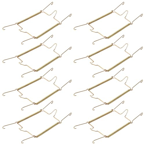 MroMax Lot de 8 crochets pour assiettes, 30,5 cm, en acier inoxydable de type U, crochets muraux invisibles pour murs, compatibles avec plaques décoratives, porte-couches, doré