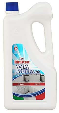 Rhütten, Via Muffa Rh, Detergente Cloroattivo ad Azione Rapida, Ideale per la Pulizia di Superfici Piastrellate e di Cucine, Docce, WC, Molto Efficace ed Igienizzante, Combatte i Cattivi Odori, 2L