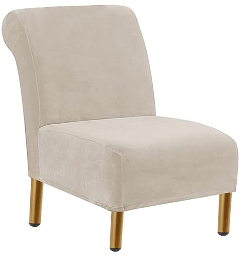 JORTUIO Funda para Sillón sin Brazos Cubre Sofá de 1 Plaza Elástica Tela Terciopelo, Funda extraíble, Lavable, Antideslizante, para Silla, para el Dormitorio del Hotel en casa（Negro）