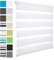 WOLTU Doppelrollo Klemmfix ohne Bohren Weiß B100 x H120 cm, Duo Rollo Zebrarollo Fensterrollo Klemmrollo Seitenzugrollo Easyfix lichtdurchlässig & verdunkelnd Rollos für Fenster und Tür