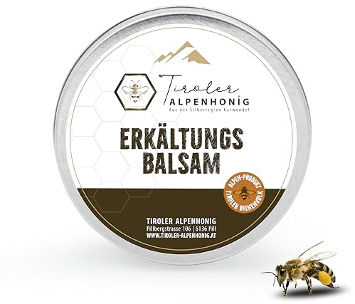 Tiroler Alpenhonig Erkältungsbalsam mit Bienenwachs - natürlicher Erkältungsbalsam für Brust & Rücken- Bienen Balsam bei Husten und Schnupfen - natürliche Erkältungslinderung