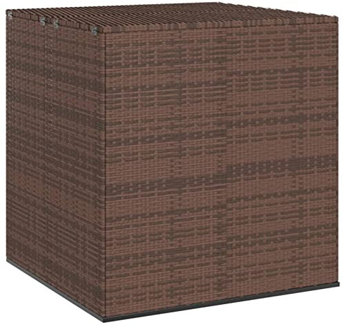 LAPOOH Baúl de Cojines para jardín, Arcon Exterior, Arcones para Patio, Baul Almacenamiento Exterior, Baúl para Terraza, de ratán PE marrón 100x97,5x104 cm