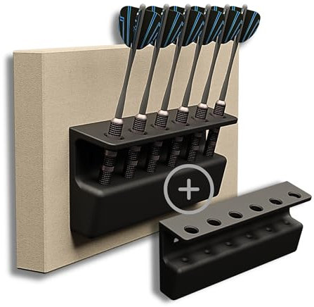 2 Stück Darthalter für Wandmontage - 12 Aufnahmen für Darts - Zubehör für Dartscheibe Steeldart, Dartpfeile Steeldart & Softdarts - Dart Halterung BZW. Dart Ständer Pfeile in Schwarz
