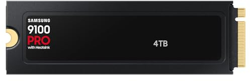 Samsung 9100 PRO Heatsink NVMe M.2 SSD, 4 TB, PCIe 5.0, 14.800 MB/s Lesen, 13.400 MB/s Schreiben, Interne SSD für PC- sowie Konsolen-Gaming und Videobearbeitung, Schwarz, MZ-VAP4T0CW