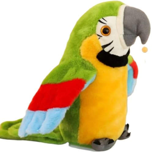 Loro parlante Que Repite lo Que Dices, Peluche electrónico con Forma de pájaro Mueve Las alas, Ideal para niños y niñas, Color Verde.