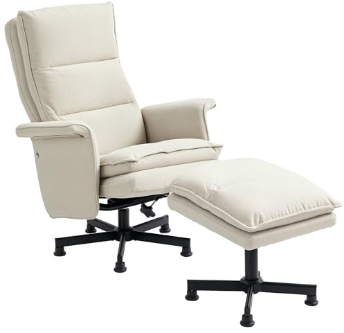 HOMCOM - Silla de masaje eléctrica relajante con reposapiés y mando a distancia, 8 zonas de masaje, tejido de imitación lino, 78 x 93 x 99 cm, color beige