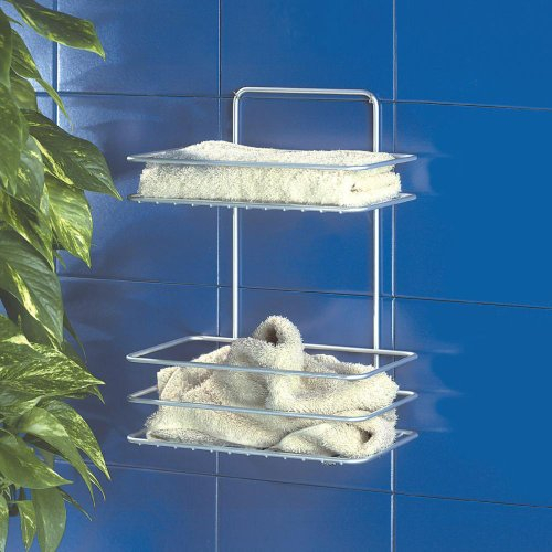 Metaltex 404222 Gästehandtuch-Korb Reflex mit 2 Etagen, 26 x 16 x 35 cm