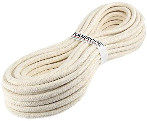 Kanirope® Corde Cordage en Coton COBRAID 8mm 30m tressée Blanc Crème