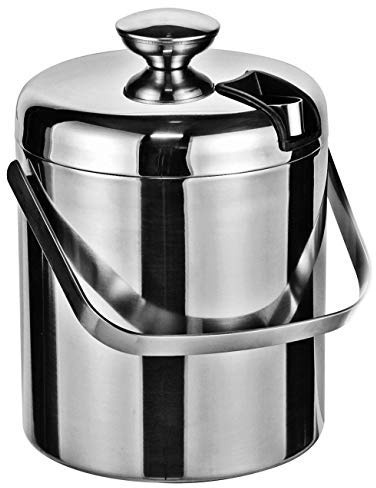 Spetebo Edelstahl Eiseimer mit Deckel und Zange - Eiskühler Eiswürfeleimer Eiswürfelbehälter