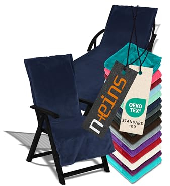 npluseins Auflage für Gartenmöbel - Schonbezug mit Kapuze - Flausch 1521.2199, Gartenliege ca. 70 x 200 cm, Marine