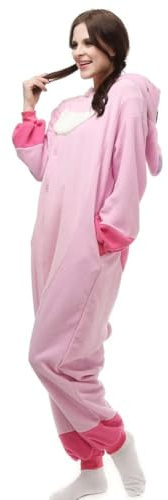 ZKomoL Pyjamas Onesies Cosplay Adulte Unisexe Animaux Halloween Costume Robe Loungewear (Pink Stit, M)