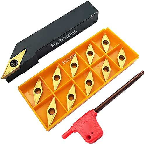 1 x 16 mm SVJCR1616H16 Indexierbarer Hartmetalldrehwerkzeugeinsatz-Halter mit 11 Stück VCMT331/ VCMT160404 Indexierbare Hartmetalldreh-Einsatz-Schneideklinge.