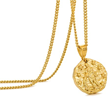 Kette mit Sternzeichen Anhänger für Herren - Edelstahl 12 Sternbild Halskette, Astrologie geprägte Anhänger, Ideale Geburtstag Geschenkideen für Damen