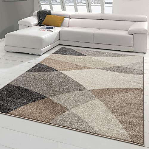Teppich-Traum moderner Schlafzimmer Teppich mit abstraktem Muster | angenehm warme Farben | grau beige, Größe 160x220 cm