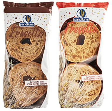 Freselle Pandiluna Classiche and Wholemeal - crunchy bread donuts, with 100% sourdough - freshness-saving packs, pack of 8 packs of 300 g