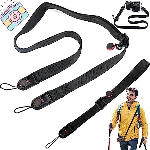 Benaton 2 Piezas Correa Camara de Fotos, Correa de Hombro Camara, Correa de Cámara Ajustable Puede Lavar Cámara Correa para El Cuello, Correas de Cámara Larga Negra, Correa Camara para Cámara Réflex