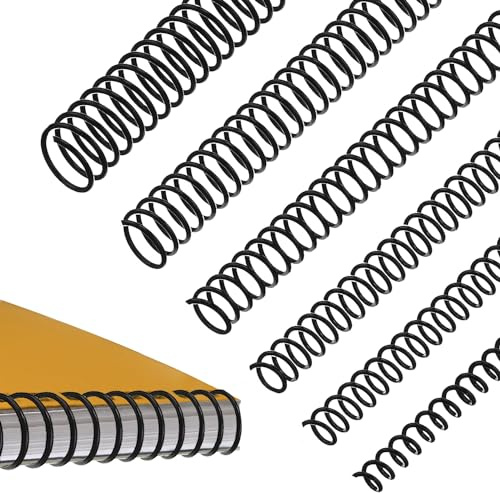 GEMLORD 120 Packs Spiral Binding Coils Plastic Binder Binding Spirals Rings Multi Size Spiral Binding Wire Combs Spines Coils, 4:1 Pitch,1/4 5/16 3/8 1/2 5/8 3/4 Inch (Black)