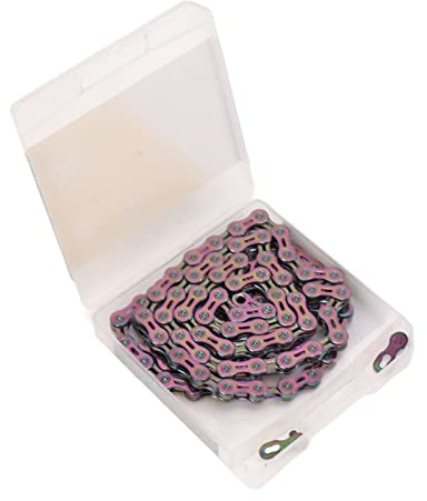 10 Gang Fahrradkette mit Variabler Geschwindigkeit, Halbhohl, mit Externer Fase, Fahrradkette für Straßen und Bergrennen, Eingebettet in Hochfeste Achsen(Bunt)