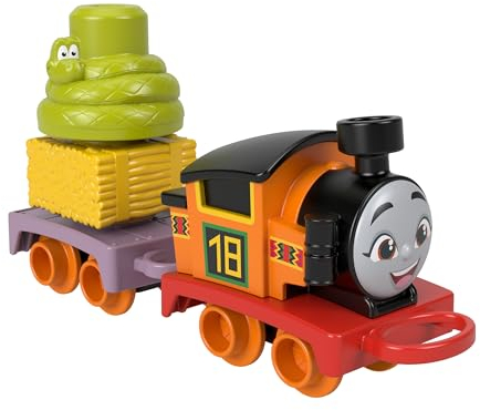 Thomas & Friends - La mia Prima Nia, trenino a spinta con carico impilabile, include una locomotiva, un vagone merci e 2 pezzi di carico, ispirato alla serie, giocattolo per bambini, 1+ anni, HYG34