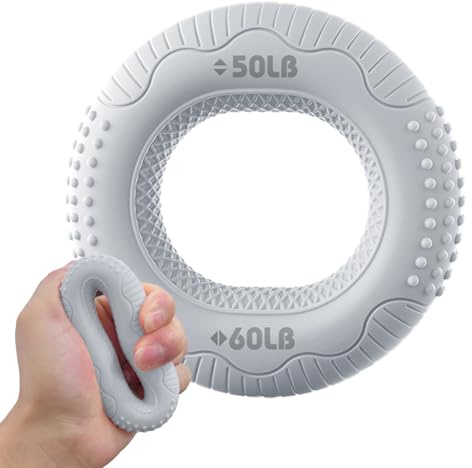 Besreey Anneau d'entraînement pour la force de la préhension, anneaux de renforcement de la main | 20-60 lb - Entraînement musculaire en silicone à double épaisseur pour les athlètes, l'escalade, le