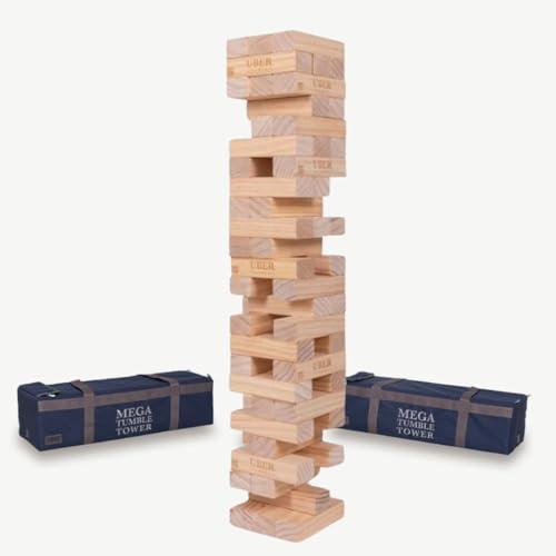 Ubergames Grande torre oscillante XXL Jumbo Hi-Tower fino a 200 cm, 2,5 m (max nel gioco. Torre in legno di pino massiccio, blocchi di lusso extra e borsa)