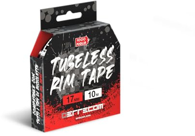 Errecom 1000 Miglia Tubeless Rim Tape 10 mètres x 17 mm, Bande Adhésive pour convertir Les Jantes de Vélo avec Chambre à air en Tubeless, Ultra Résistante, avec 4 Sceaux Adhésifs