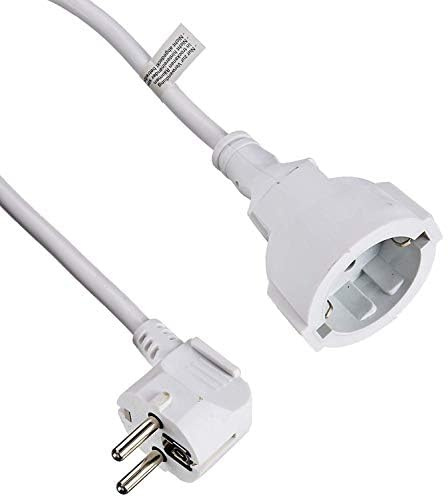 Cable alargador, 3G, 1,0 mm², 2 m, Blanco, Ideal para Extender Conexiones eléctricas en hogares y oficinas.