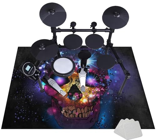 JaevKwzy Professioneller Drum Teppich 110 x 80 cm, Schlagzeug Teppich, rutschfeste Drum Rug, Schallschutz Trommelmatte, Professionelles rechteckiges elektronisches Jazz Schlagzeug Kit