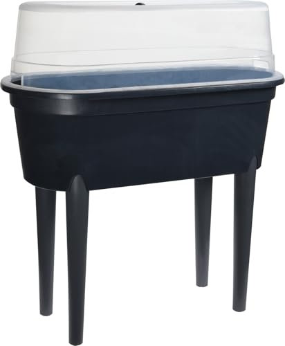 Libbi Lou Raised Garden Bed, Elevated Planter Box with Greenhouse Lid and Legs, Portable Container for Vegetables and Herbs, Green (Black)