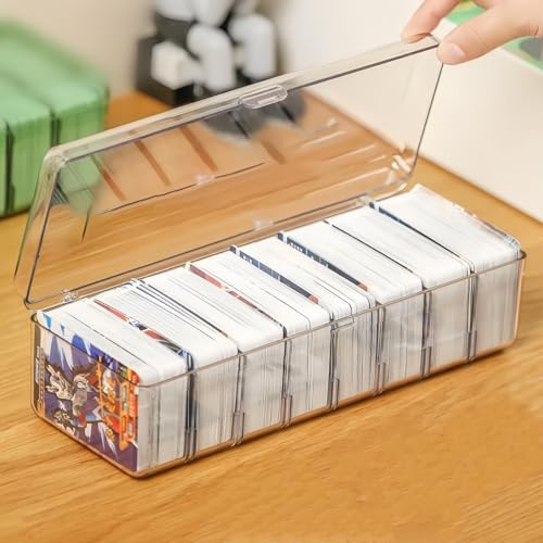 Dmnnlp Plastic Dividers Card Storage Box, Clear Playing Card Case, Trading Card Storage Box with Lid, for Game Business Bank Trading Cards and Mini Accessories
