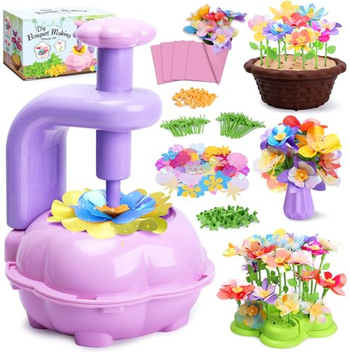 Sumsoltic Mädchen Spielzeug Blumenpresse Bastelset Kinder 4 Jahre, DIY Blumen Basteln Spielzeug Mit Blumenmaschine, Blumenstrauß Geschenke für Mädchen ab 3 4 5 6 7 8 9 10 Jahre
