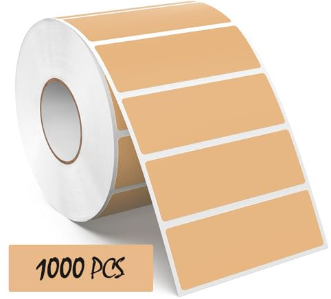 Meitaat 1 000 stycken bruna rektangulära klistermärken 76 x 25 mm färgkodning självhäftande etiketter flyttbar rulle avtagbar