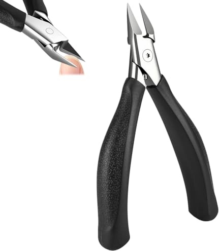 ALIIP Pince à Cuticules Professionnelle en Acier Inoxydable,Poignée Noire Antidérapante pour Coupe Précise des Cuticules Difficiles,pour Manucure à Domicile et Salon,Professionnels & Particuliers