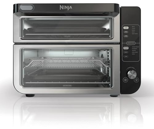 Ninja DCT400 10-in-1 Double Oven with FlexDoor, FlavorSeal & Smart Finish, Rapid Top Convection and Air Fry Bottom, Bake, Broil, Air Roast, Toast, Air Fry, Pizza and More, Stainless Steel (Renewed)