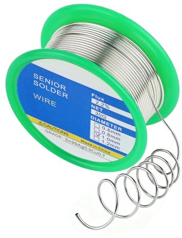 Acual Stagno per Saldare, Flussante per Saldatura a Stagno,30g 1mm Filo Senza Piombo SN99 Ag0.3 Cu0.7, Diametro Uniforme e Bassa Scoria, Perfetto per Elettrodi per Saldatura e Lavori Fai da Te