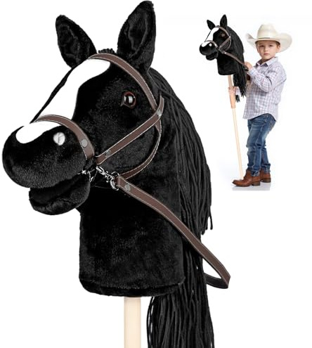 Diealles Shine Hobby Horse, Caballo de Palo con Cabestro y Brida, Caballos de Juguete para Niños Regalo
