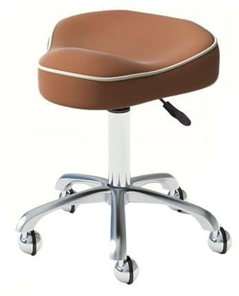 Generico Sedia a sella con ruote in similpelle, sgabello girevole regolabile in altezza, sgabello ergonomico oscillante, for parrucchiere, massaggi e spa(Color 2)