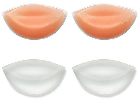 4 Pcs Silicone Bra Inserts, Chicken Fillet Bra Inserts Reusable Sticky Discreet Pads Bra,For Girls Bikini Swimsuit Dresses,Fits Most Cup Sizes,Enhanced Curves, Bras & Evening Wear, Seamless & Skin-Col