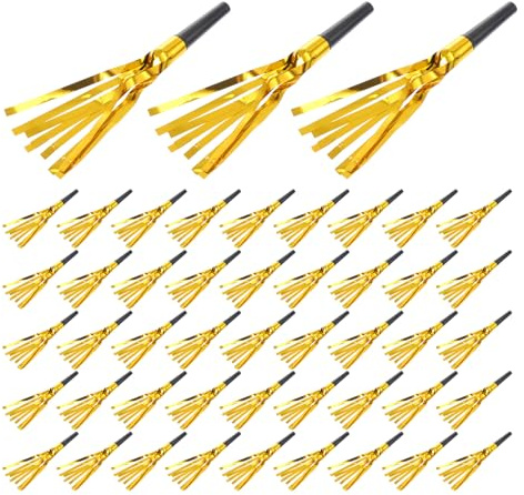 TOBBOMEY 120 Piezas Sopladores Flecos Cuernos de Fiesta Sopladores para Cumpleaños Juguetes Novedosos Silbatos de Trompeta para Fiestas