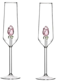 birene Copa de champán Copas de champán rosa con base alta, 2 piezas, copa de champán con 9,47 oz