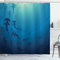 ABAKUHAUS Navy blau Duschvorhang, Hammerhai, Stoffliches Gewebe Badezimmerdekorationsset mit Haken, 175 x 220 cm, Navy blau