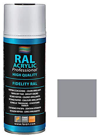 FAREN RAL ACRYLIC, Vernice spray Acrilica 100%, Smalto FIDELITY RAL, Colori Brillanti a Rapida Essiccazione, 400ml (1, RAL 9006 ALLUMINIO)