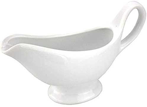 GLOW Wholesale Perfect for Dining Table Traditional Gravy Boat – Elegant White 150ml Ceramic Serving Jug for Cream Custard Sauces