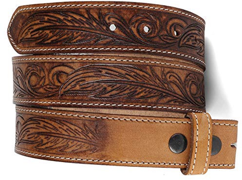 F&L CLASSIC Western Belt without buckle for men – Full Grain Leather Cowboy Belts for jeans - One Piece Leather strap belt, USA,2022-06, size 38