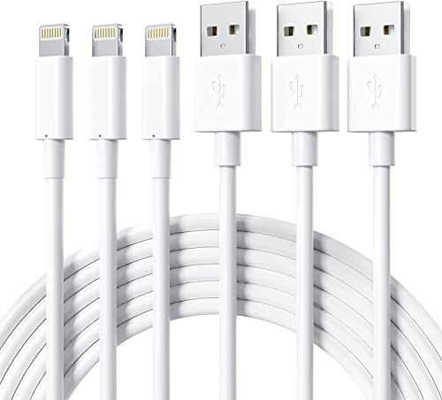 GlobaLink 3Pack 1M Cable Cargador [MFi Certificado] - Cable USB Lightning con Carga Rapida para iPhone 14/13/13 mini/13 Pro Max/12/11/11 Pro/X/XS/XR/8/7/6/5/SE/iPad - Blanco