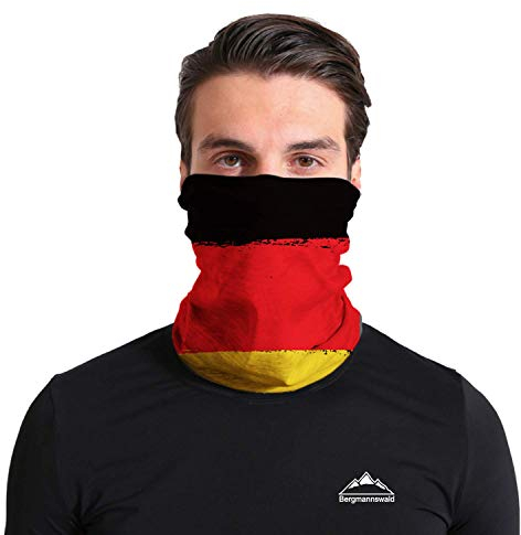 Bergmannswald® umgenähtes Multifunktionstuch - atmungsaktiv und flexibel - Ideal zum Sport, Reisen oder Motorradfahren (Deutschland Flagge, 1er Pack)